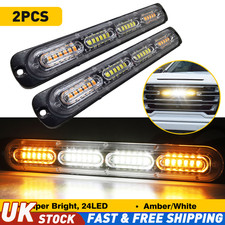 2X Amber White LED Strobe Marker Lights Recovery Truck Flashing Grill Beacon 12V