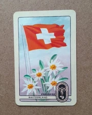 1 x Vintage Coles Swap Card Series 1 - 1956 Olympics Large Flags Switzerland