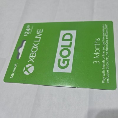 Microsoft Xbox Live Gold 3 Months $24.99 US Prepaid Card Scratch-Off PIN