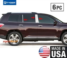 TYGER Fits 08-2013 Toyota Highlander 6PC Stainless Steel Chrome Pillar Post Trim