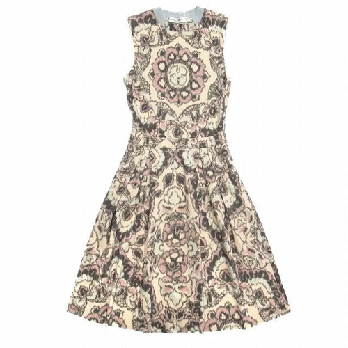 Abito Christian Dior beige rosa multi senza maniche in maglia (taglia F36)