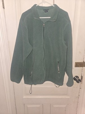 Lands' End Men's Green Full Zip Mid-Length Fleece Jacket Outdoor Casual