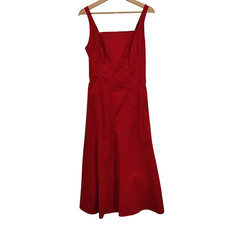 Quince Stretch Twill Fit & Flare Midi Dress Chile Basic Sleeved M