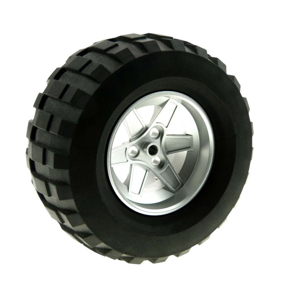 1x Lego Technic Wheel Black Rim 62x46 Metallic Silver Tire 32298 22969c01