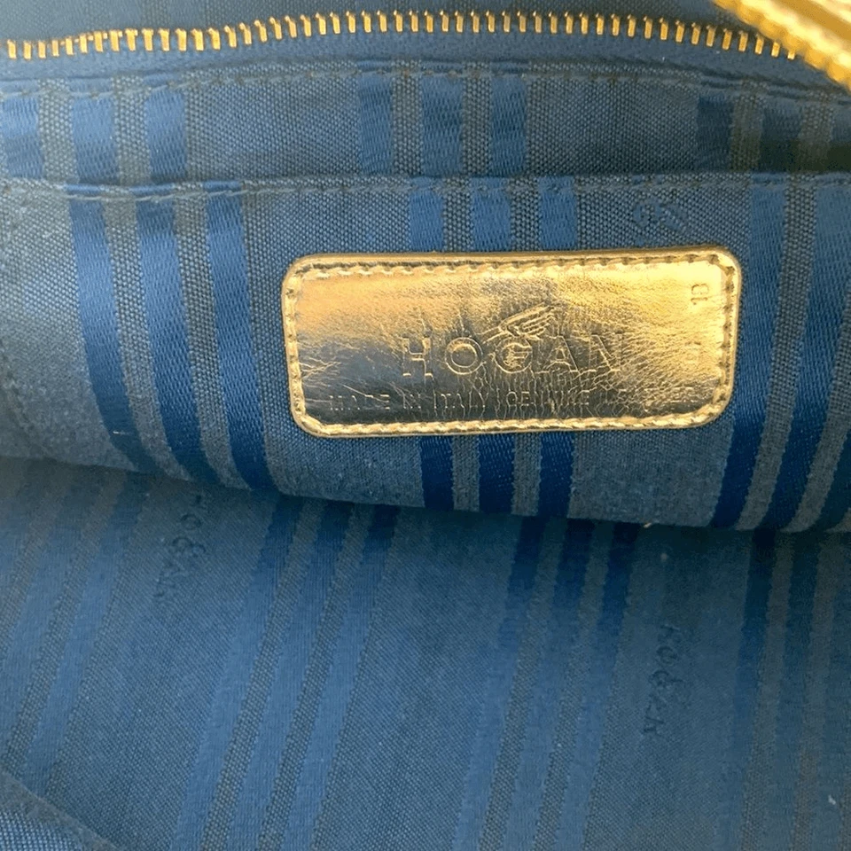 Bolso de Hombro Hogan Metálico Bolso de Mano Dorado Plateado Cuero Cartera Glamour Foto 3 de 4