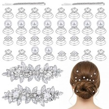 40PCS Rhinestone Hair Clips for Women Include 4 Pcs Crystal Hairpins and 36