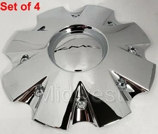 4 New 841L210C1 Chrome KMC Slide 650/651 Wheel Rim Center Caps 18" to 26"