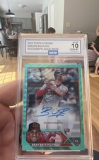 2023 Topps Chrome Update Series - Autographs Brayan Rocchio #AC-BR Aqua Wave Ref