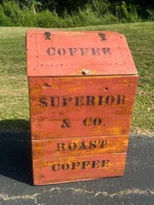 Antique Primitive Early 1900s Superior & Co Coffee General Store Bin Box