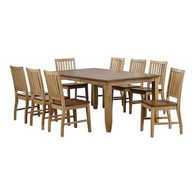 Sunset Trading Brook 9-Piece 72'' Rectangular Extendable Wood Dining Set in Cream