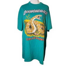 Vtg 90s Diamondback Rattlesnake California T-Shirt XL Delta USA SingleStitch