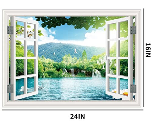 Fake Window Wall Sticker - Landscape Faux Window Wall Mural for 16