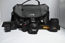 Nikon D3200 24.2MP DSLR Camera 18-55mm  55-200mm Lenses Battery Charger -MINT