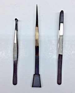 Lot of 3 types of tweezers - Pearl/gem, Nylon cup & teflon shovel
