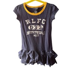 Ralph Lauren Navy Dress Girls Size 5 Waffled Short Sleeve Ruffled Bottom