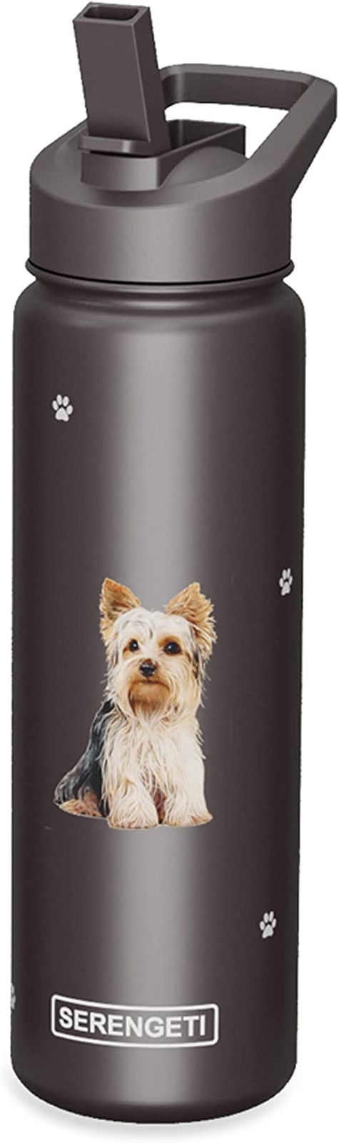 E-S Pets Stainless Steel Water Bottle 24 Oz., Spill Proof (Yorkie)