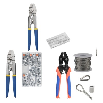 Wire Rope Crimping Pliers with Aluminum Crimping Sleeves for Electrical Projects