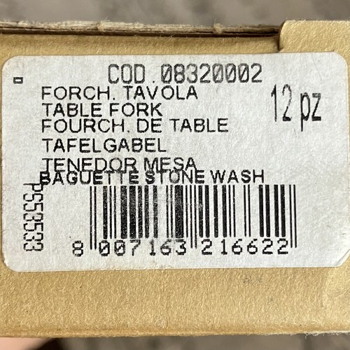 12 Forchette Tavola Table Forks Baguette Stone Washed Acciaio Inox Pinti1929 New - Picture 2 of 2