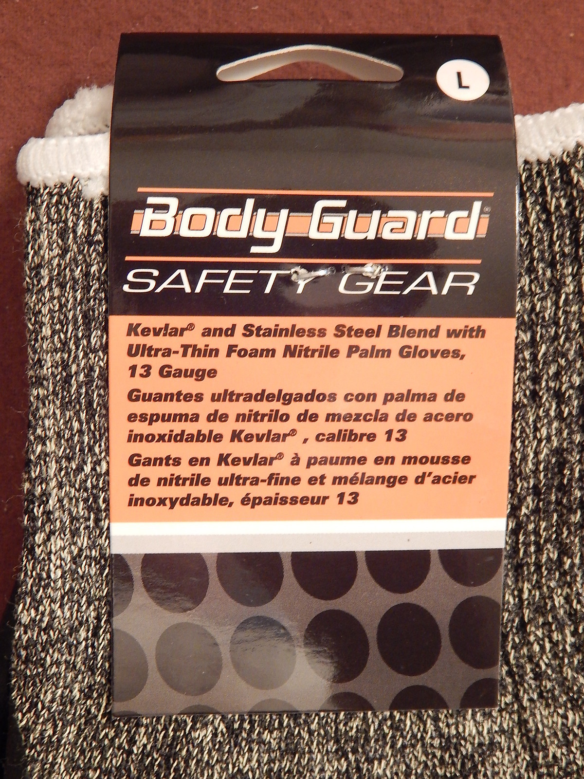 BODY GUARD Safety Gear Work Gloves Sz L, Black Gray Foam Nitrile Palm