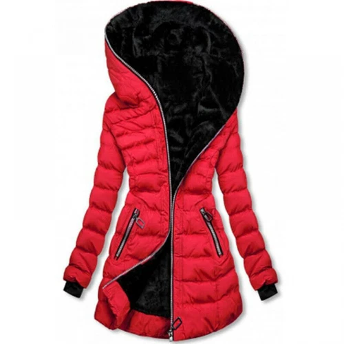 Cappotto donna trapuntato imbottito pelliccia pile foderato cappuccio outwear giacca parka invernale - Foto 8 di 18
