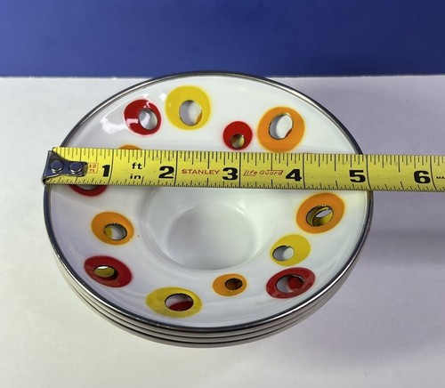 Lot of 3 Vintage IKEA Enamel Metal Tea light Candle Holder Orange Red Yellow MCM - Picture 8 of 8