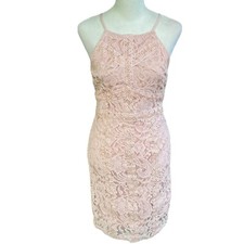 Forever 21 Dusty Rose Pink Lace Elegant Special Occasion Bodycon Dress Medium