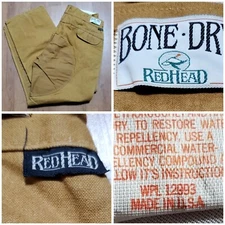 Vintage Red Head Bone Dry Double Knee Double Seat Duck Khaki Hunting Pants USA
