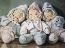 Stampa quadro vintage Sig Arno 3 bambini che dormono ridendo piangendo senza cornice