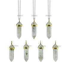 Natural Quartz Chakra Crystal Healing Point Cut Gemstone Pendant Reiki Necklace