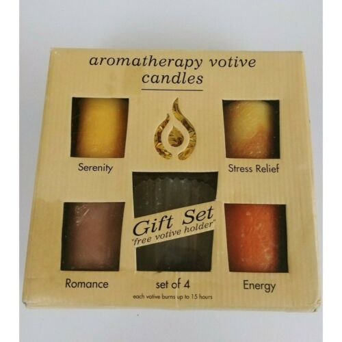 New Twilight Aromatherapy Votive Candle Gift Set With 4 Candles & Holder - Afbeelding 1 van 6