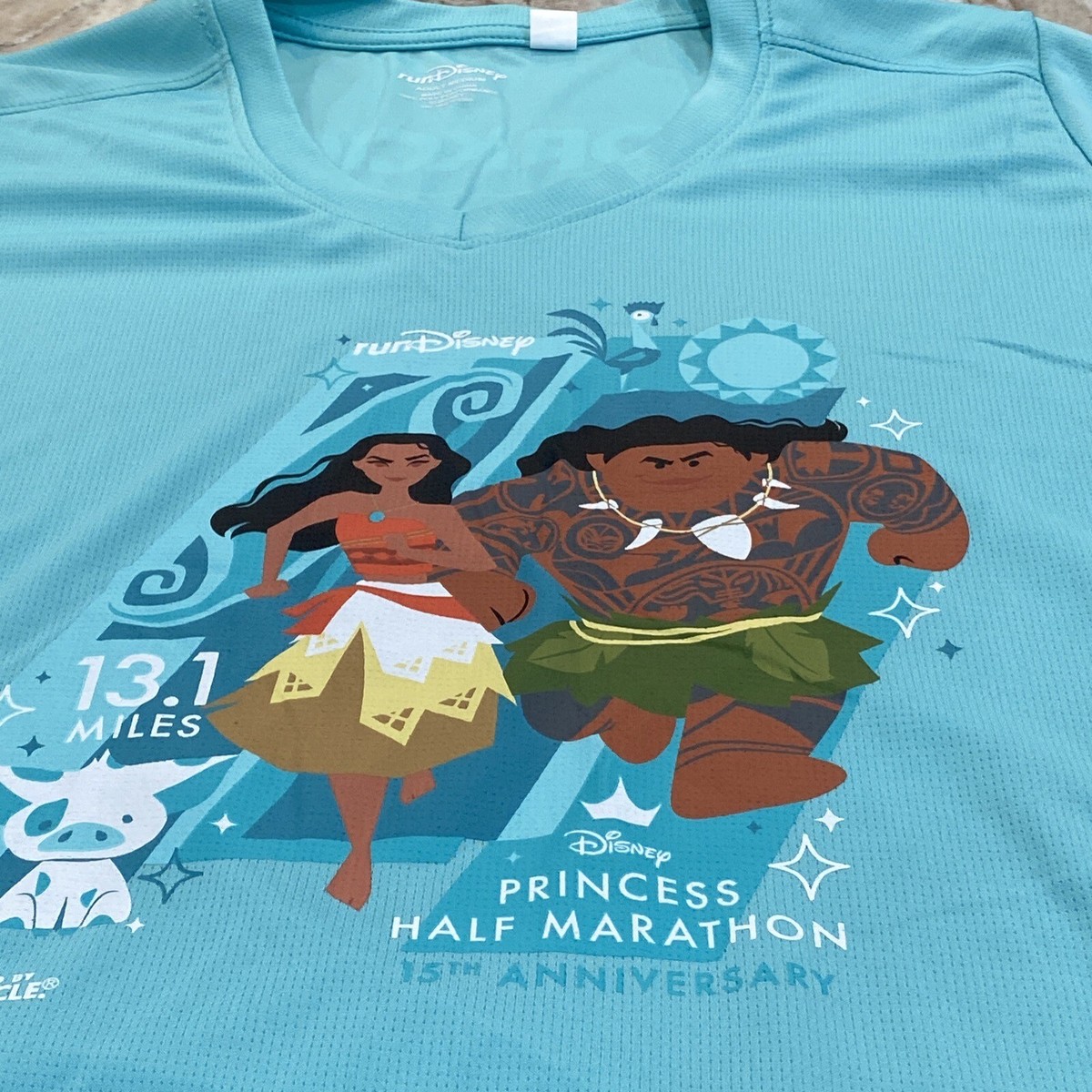 Run Disney Princess Moana Half Marathon Race Shirt Womens Medium Sz M 15th  Annv