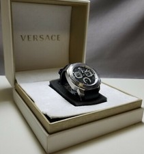 Versace Men's 'Dylos' Swiss Quartz S/S and Leather Watch,VQC010015