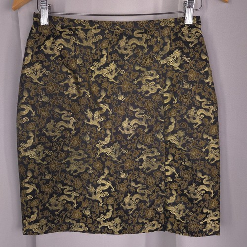Vtg Y2K Womens Skirt 10 Dragon Silk Blend Mini Asian Fantasy Party - Bild 1 von 12