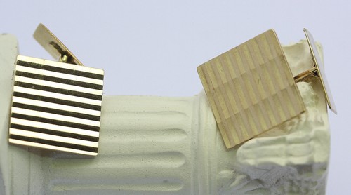 ♦♦ Manschettenknöpfe in 8 kt 8k 333 er Gelb Gold mit Streifen Manschetten Knöpfe - Bild 9 von 9