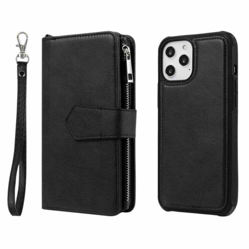 For iPhone 12 11 Pro Max SE 8 7 6s Magnetic Detachable Wallet Leather Case Cover - Picture 20 of 55