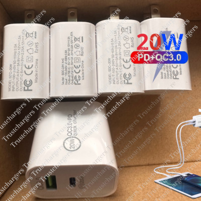 5Pack PD 20W USB-C Fast Wall Charger Adapter For iPhone 12 13 14 15 Samsung LOT