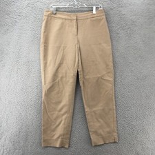 Talbots Trouser Dress Pants Womens 6 Curvy Beige Cotton Blend Zip Hook Fly