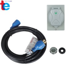 30 Amp Generator Power Inlet Box, NEMA L14-30P/L14-30R 15FT Weatherproof Plug