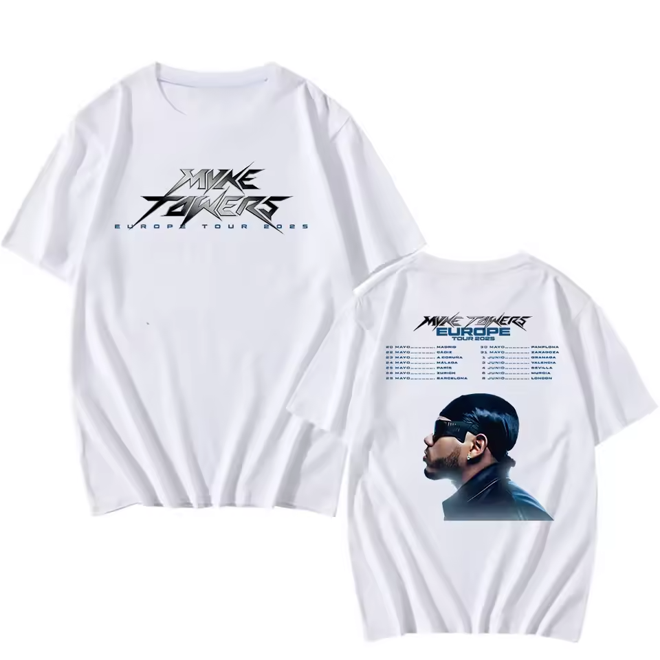 Myke Towers Europe Tour 2025 Print Tshirts High Quality Soft Round Neck T-shirt