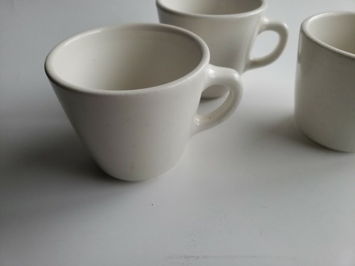 3 Vtg Homer Laughlin USA White Coffee Mugs Cups Embossed Mark - Picture 4 of 7