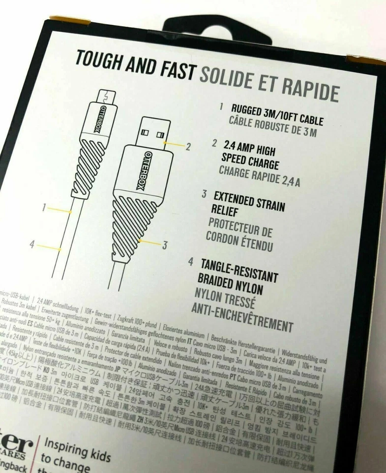 Otterbox Braided Rugged Durable Micro-USB Charge & Sync Cable 1/2/3m - Image 3 of 4