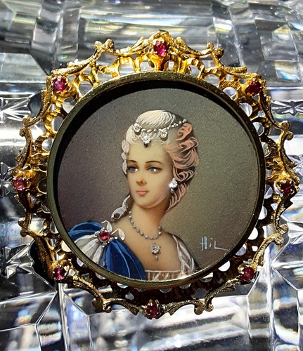 18K GOLD RUBY DIAMOND ANTIQUE BROOCH PIN PENDANT ATTRIBUTED HIPPOLYTE LEQUEUTRE
