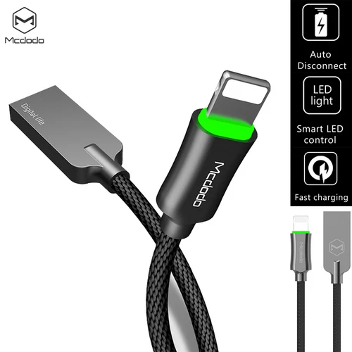 Mcdodo Auto Disconnect LED Fast Charger Cable for iPhone XS 11 12 13 14 Pro Max