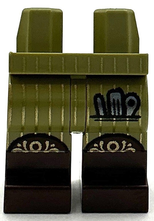 Lego New Minifig Pants Olive Green Legs w/ Molded Pinstripes Filigree Part