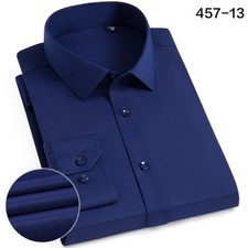 Mens Dress Shirts Long Sleeves Business Bamboo Fiber Non Iron Casual Shirts Top