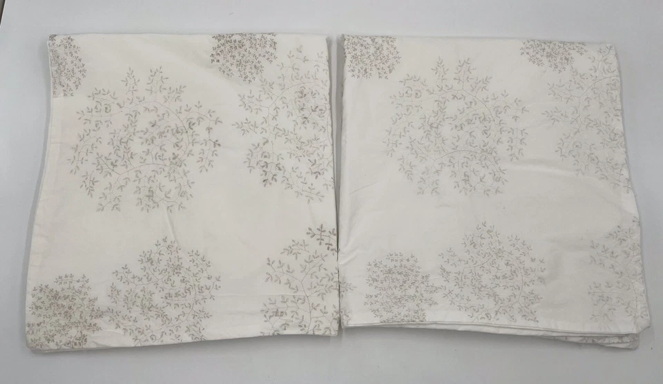 Margaret Muir Set of 2 Euro Shams White Metallic Silver Gold Embroidered Floral - Image 3 of 4