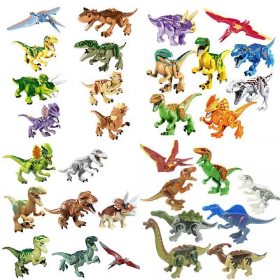 MARKENLOS 16PC x Dinos fit Jurassic World Lego Dinosaur Tyrannosaurus TRex Park Raptor Toy