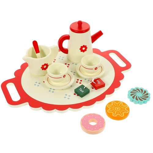 Simulation Tea Set Toys Miniature Tableware Wood Teaware for Toddler Child
