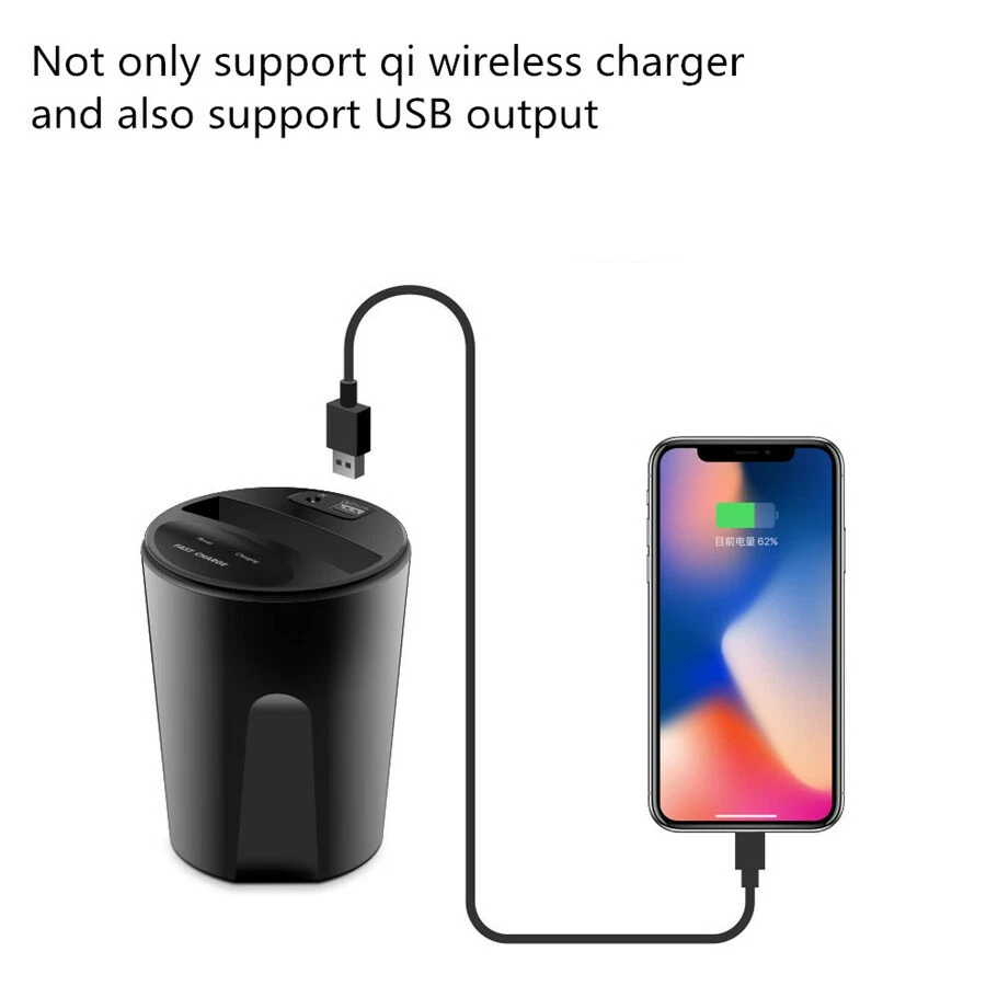 Wireless Charger Car Cup Mount Phone Fast Charging Holder For iPhone X 8 7/6s - Image 2 of 4