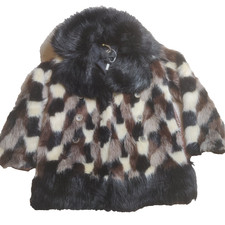 Marc Jacobs Overcoat Women's Small Multicolor Acrylic Faux Fur Lined Long Sleeve
